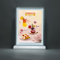 Boîte à lumière LED de bureau A4 A5 support de support d'affichage de menu de table en acrylique LED rechargeable A4 A5 panneau de menu de table