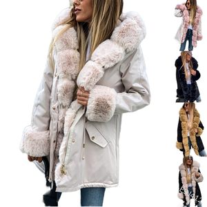 Autumn Regular Single Breasted Thickened Hooded Parka with Faux Fox <b>Fur</b> Collar and <b>Fur</b>-<b>lined</b> Coat for Women E9J412 - Product Image 1