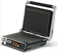 Parrilla Eléctrica de Contacto Grande de 6 Rebanadas, 2000W, CE, CB, ETL, 6 Programas Preestablecidos, Sonda para Carne, Acero Inoxidable, Desmontable, PTFE, Directo de Fábrica
