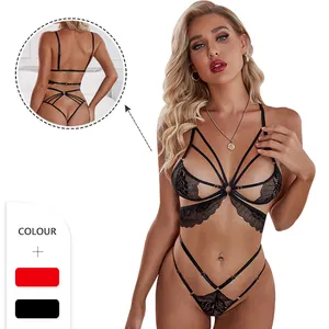 Goedkope Plus Size Hot Sexy Vrouwen Set Mesh Zwart Dames Lingerie Leuke Met De Concurrerende Prijs