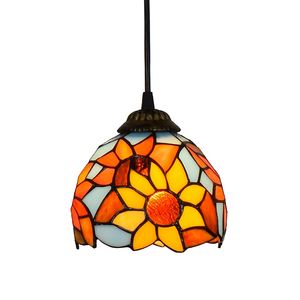 Lampada a sospensione girasole 15CM lampada a sospensione a soffitto in vetro colorato stile Tiffany <span class=keywords><strong>per</strong></span> illuminazione lampadario balcone corridoio corridoio Bar - Product Image 2