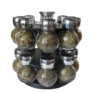 Glassware Tournant Collection, <strong>Revolving</strong> Countertop Carousel Herb and <strong>Spice</strong> <strong>Rack</strong> With 3.5 Oz Glass Jars (Set of 16 Jars) - Product Image 2