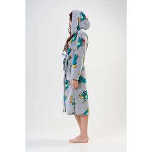 Frogy - Bata larga de lana para mujer, color gris melange, ropa de dormir suave con capucha, ropa informal - Product Image 2