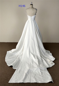 A-ligne en satin sans manches décolleté en coeur <span class=keywords><strong>belle</strong></span> <span class=keywords><strong>robe</strong></span> de mariée pour <span class=keywords><strong>mariage</strong></span> - Product Image 3