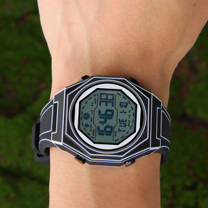 Moda nuovo stile orologio digitale Display elettronico a LED Sport orologio da polso calendario sveglia doppio tempo fabbrica all'ingrosso - Product Image 4