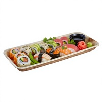 Platos de Sushi Cuadrados de Hoja de Palma Resistentes de Primera Calidad, 13 Pulgadas, Ecológicos, Aptos para Microondas, Compostables, 100% Naturales y Biodegradables