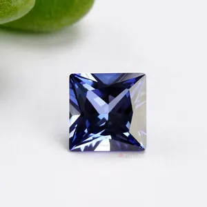 Corindon synthétique en vrac 3*3mm carré coupe princesse 34 # bleu synthétique saphir corindon bijoux gemmes