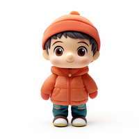 Figurine en vinyle 3D mignonne de garçon d'hiver, poupée PVC personnalisée avec chapeau et tenue d'hiver, jouet de collection de dessin animé, cadeau en gros ODM