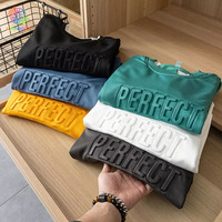 Tebal berat katun polos kotak grafis Streetwear grosir produsen ukuran besar kustom 3d timbul T shirt untuk pria
