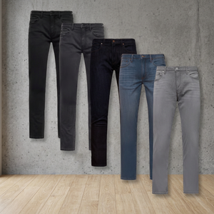 Jean décontracté pour homme, coupe droite ample, taille mi-haute, couleur unie, respirant, en denim délavé, 100% coton tissé, avec fermeture éclair - Product Image 3