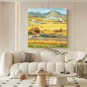 Pintura al Óleo Pintada a Mano, Campo de Trigo en Otoño, Arte de Paisaje Impresionista, Estilo Impresionista, Efecto Visual 3D, Decoración de Pared para Sala de Estar - Product Image 1