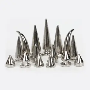 Silver Cone Bullets Studs And Spikes Craft Metal Punk Sharp Garment Rivets for Bag Shoes dog collars Leather Handcraft
