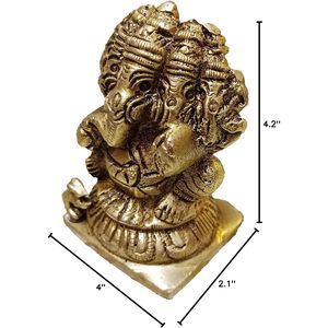 PARIJAT HANDICRAFT 5-Face Lord Ganesha Idol Panchmukhi Brass God of Success Destroyer of Evil Art Deco Design para uso de oficina - Product Image 3