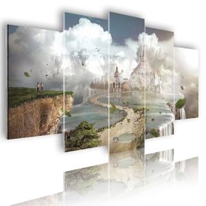 Decoración Moderna para el Hogar, Adhesivo de Pared con Diseño de Árbol, Impresión en Lienzo, Póster Abstracto de Cascada, Decoración de 5 Paneles - Product Image 3