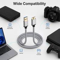 Cable USB 3.0 Tipo A a Micro B de Nylon LUNG KAY OEM, 5Gbps, Carga Rápida y Transferencia de Datos para Disco Duro Externo, Cámara, Portátil