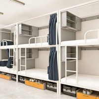 Lit superposé en acier à deux niveaux avec structure en fer, idéal pour adultes, lit capsule en métal robuste avec armoire