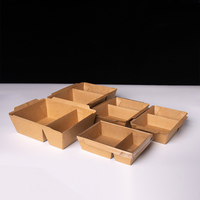 Wegwerp groothandelsverpakking waterdicht 2 compartimenten fastfood schaal kraftpapier salade voedselbox met PET deksel