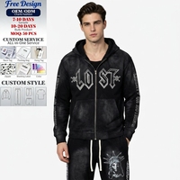 Ensemble 2 pièces streetwear oversize pour homme, en coton tricoté 100%, respirant et chaud pour l'automne, avec sweat à capuche et pantalon, style vintage délavé à l'acide