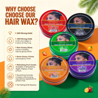 Cire coiffante à tenue ferme parfumée aux fruits, sans résidu blanc, pour cheveux naturels, marque privée