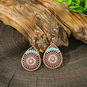 Boucles <span class=keywords><strong>d</strong></span>'oreilles pendantes Bohème Vintage pour Femme, motif Feuille de Monstera, <span class=keywords><strong>Goutte</strong></span> <span class=keywords><strong>d</strong></span>'<span class=keywords><strong>eau</strong></span>, Mandala, Fleur, avec patine antique - Product Image 4