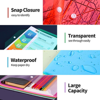 Carpeta de Archivo con Cierre a Presión, Reutilizable, Impermeable, Duradera, Transparente, con Logotipo Personalizado, para Documentos de Oficina y Escolares, Tamaño A4