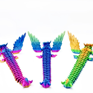 WANCAI OEM Figurine Wyvern en plastique imprimée en 3D, ailes multi-articulées mobiles, longue queue, effet cristal, jouet pour enfants, animaux - Product Image 3