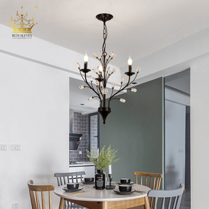Precio barato sombra de lujo negro grande sala de estar de lujo de cristal vela colgante de techo de luz de la lámpara de araña - Product Image 5