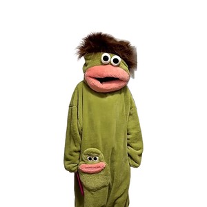 Cross-border Fuzzy <strong>Big</strong> Mouth Funny Cartoon Unisex <strong>Onesie</strong> Pajamas Couples; Goofy Extra-Thick 251-300g/m Coral-Fleece Loungewear - Product Image 1