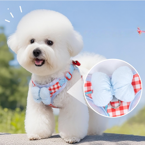 Rompi <span class=keywords><strong>Harness</strong></span> anak anjing dapat diatur, rompi <span class=keywords><strong>Harness</strong></span> anjing Aksesori tali penuntun jalan luar ruangan dengan pita kupu-kupu lucu - Product Image 2