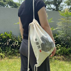 Wholesale Cotton Canvas Bag Printed Canvas <b>Drawstring</b> <b>Backpack</b> Bag With Custom Logo - Product Image 5