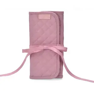 New Product Mini Portable Velvet Jewelry Pouch Travel Organizer Fancy Luxury Leather Jewelry Case Roll Up Bag