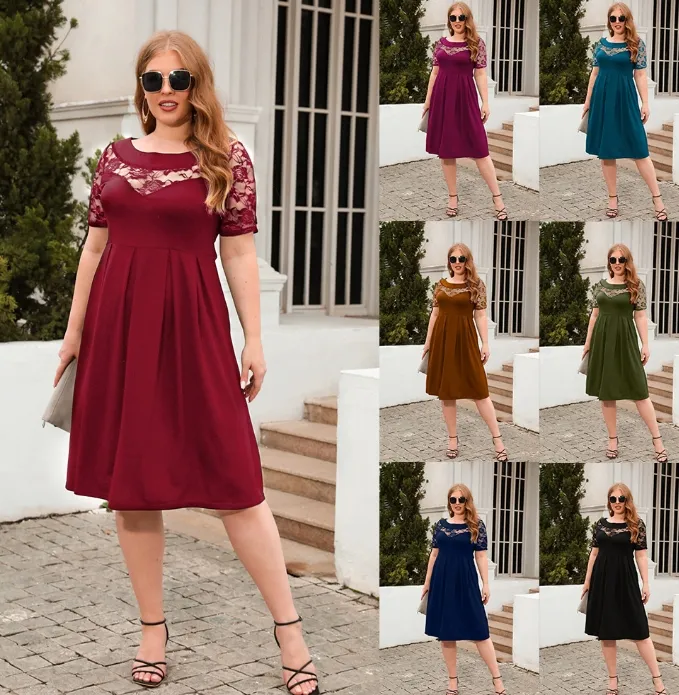 Laço de verão plus size vestido 4xl 3xl 2xl xl plus size vestidos femininos para mulheres por atacado