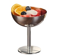 Verre à cocktail, coupe à dessert, bol à glace, verre à vin à pied haut en acier inoxydable 304 réutilisable pour boissons et salades