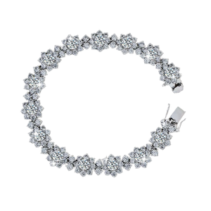 Vintage 925 Sterling <b>Silver</b> Link Chain Moissanite Ladies Luxury <b>Bracelets</b> Brilliant Round Cut Diamond Women's <b>Bracelets</b> - Product Image 2