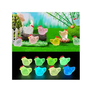 Miniatures Luminous Hen Resin Charms For Phone Cases Jewelry Making Hair Bows Desktop Decoration