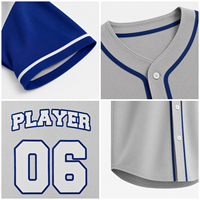 Jersey Baseball Putih dan Biru Custom untuk Pria Lengan Pendek Seragam Klub Sekolah Grosir dengan Logo, Nama, Nomor, dan Desain Custom