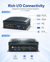 Mini PC Robusto sin Ventilador con Doble LAN, 2 COM, USB, HD, VGA, SSD para Máquinas, Kioscos, Compatible con Windows y Linux