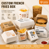 Caja para Papas Fritas de Comida Rápida, Exhibidor Frontal Alto, Cartón con Revestimiento de PE, Combo de Hamburguesas para Llevar, Impresión de Marca Privada para Cine, Eventos y Snacks