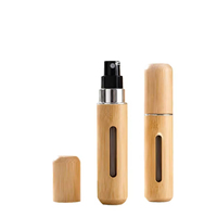 Flacons vaporisateurs vides en bambou rechargeables de 5 ml et 8 ml, mini format de poche, remplissage par le bas, atomiseur de parfum de luxe en bambou