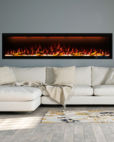 Le foyer électrique encastré mural noir Kalsubo de 43 pouces est doté de modes de chauffage de 750 W et 1500 W. Il émet un son de crépitement de feu.
