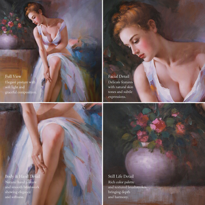 Dipinto a Olio Realistico di Donna in Abito Bianco 60*80cm, Ritratto Classico Fatto a Mano su Tela per Casa, Ufficio, Galleria - Product Image 3