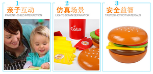 Los niños de simulación de madera familia comida de cocina conjunto de Hamburgo papas fritas francés cola conjunto de juguete - Product Image 6