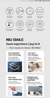 Cargador Rápido Universal NIUBAILE de 100W PD3.1 - 1 Puerto USB-A + 2 Puertos USB-C, Salida de 3A/2A, Diseño Plegable, Material Ecológico de PC/ABS