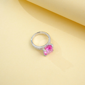 แหวนเงินแท้ 925 ประดับพลอยแซฟไฟร์พัพพารัดชา - Product Image 4