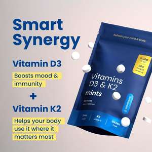 Suplemento de Vitamina D3 K2, Mentas <span class=keywords><strong>Sin</strong></span> Azúcar, 5000 UI, 200 mcg MK-<span class=keywords><strong>7</strong></span>, Apoyo Inmunológico, Mejora el Estado de Ánimo, Salud Ósea, <span class=keywords><strong>Sin</strong></span> Aspartamo, Sabor a Menta - Product Image 4
