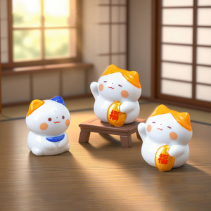 Vente flash - Statues Kawaii Maneki Neko - Mini figurines de chat porte-bonheur en résine pour la décoration de la maison, du bureau ou du tableau de bord de la voiture - Product Image 2