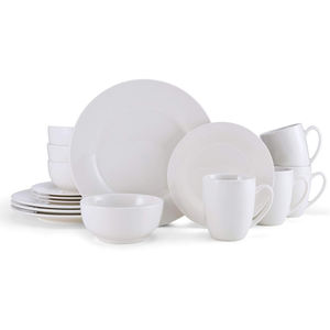 ชุดอาหารค่ำพอร์ซเลนสีขาวล้วนสไตล์คลาสสิกแบบเป็นมิตรกับสิ่งแวดล้อม จำนวน 16 18 20 24 ชิ้น ขายส่ง พร้อมจัดส่ง ชุดอาหารค่ำพรีเมียม - Product Image 1