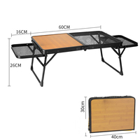 Table de barbecue pliable multifonctionnelle portable et durable avec un design moderne en maille métallique et imitation bois pour le parc, le barbecue, le pique-nique, le camping
