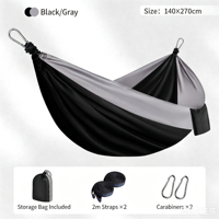 Hamac double d'extérieur durable, hamac de couchage imperméable en polyester léger, portable, pliable avec sangles et sac de rangement