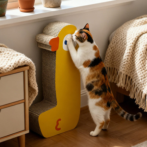 Maßgefertigter Umweltfreundlicher Moderner Kükenförmiger Recycelbarer Wellpappe-Kratzbaum für Katzen Langlebiger Karton-Katzenbaum - Product Image 5